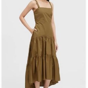 Banana republic cindered olive tiered hi low maxi